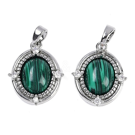 Synthetic Malachite Oval Pendants KK-U043-44P-B-1