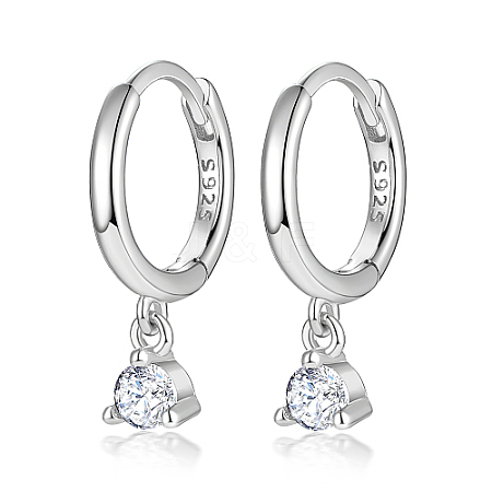 Anti-Tarnish Rhodium Plated Platinum 925 Sterling Silver Hoop Earrings MN0975-01-1