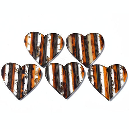 Transparent Resin & Walnut Wood Stripe Pendants RESI-N025-016A-A01-1