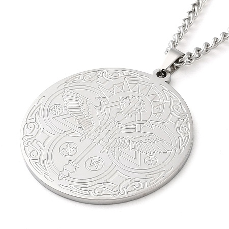 Non-Tarnish 304 Stainlessa Steel Curb Chain Pendant Necklaces LS-NJEW-H034-05P-1