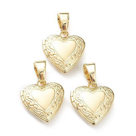 Brass Locket Pendants X-KK-P199-15G-1