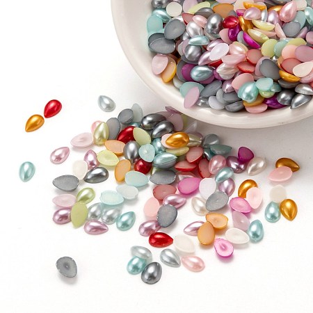 ABS Plastic Imitation Pearl Cabochons SACR-R749-6x4mm-M-1