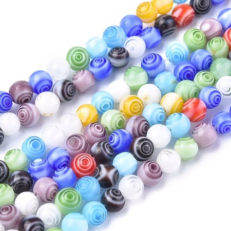 Handmade Millefiori Glass Round Beads Strands X-LK-R004-91-1