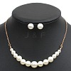 Alloy with ABS Plastic Pearl Round Beaded Necklaces & Stud Earrings Sets for Women WG13E8D-01-1