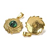 Ion Plating(IP) 304 Stainless Steel Pave Synthetic Malachite Pendants STAS-U024-15G-05-2