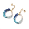 Natural Apatite & Natural Kyanite Faceted Round & Natural Cultured Freshwater Pearl Bead & 304 Stainless Steel Stud Dangle Earrings EJEW-JE07229-01-4
