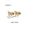 Butterfly Brass Cubic Zirconia Stud Earrings for Women QD0510-4-2