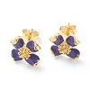 Brass Enamel Stud Earrings EJEW-H125-14B-G-1