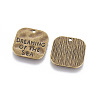 Hammered Square Carved Word Dreaming of the Sea Tibetan Style LS-PALLOY-A15333-AB-1