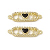 Rack Plating Brass Micro Pave Clear Cubic Zirconia Connector Charms ZIRC-I061-02G-03-2