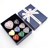 Mixed Natural Gemstone Healing Love Heart Stones Ornaments Set PW-WG36787-01-1
