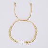 Brass Round Bead Braided Bead Bracelets VB3830-11-1