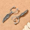 Feather 316 Surgical Stainless Steel Dangle Half Hoop Earrings for Women EJEW-G416-46AS-3