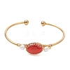 Wire Wrapped Natural Agate Cuff Bangles BJEW-TA00742-02-3
