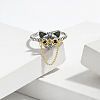 Glasses Dog 925 Sterling Silver Micro Pave Cubic Zirconia Adjustable Cuff Rings FS-WGF17D0-01-1