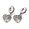 Thailand 925 Sterling Silver Micro Pave Clear Cubic Zirconia European Dangle Charms STER-NH0001-09AS-1
