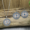 Flower Alloy Enamel Pendant Necklaces & Dangle Earrings Sets WG8932C-04-1