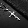 Cross 304 Stainless Steel Pendant Box Chain Long Necklaces for Men FS-WG328E8-02-2