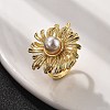 Sunflower Brass Finger Rings for Women RJEW-S622-02G-2