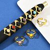 316 Stainless Steel with Natural Mixed Gemstone Cuff Rings RJEW-Z098-01G-13-1