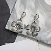 Flower Alloy with Imitation Leather Cord Pendant Necklace & Hoop Earring Sets FS-WGDD3CA-01-4