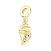 Brass Micro Pave Clear Cubic Zirconia Sea Animal European Dangle Charms KK-B159-04G-04-1