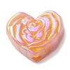Metal Enlaced Heart Rose Opaque Acrylic Bead OACR-Q190-01D-1