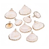 Electroplate Natural Shell Pendants SSHEL-Q100-14KCG-1