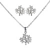 Brass Clear Cubic Zirconia Pendant Necklace & Stud Earrings Sets for Women FS-WGA251C-08-2