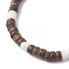 2Pcs 2 Styles Natural Coconut & White Shell Flat Round Beads Stretch Bracelets for Men Women BJEW-JB12460-5