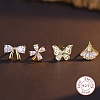 4Pcs 4 Style 925 Sterling Silver Stud Earrings Set PI9253-1-1