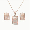 Rectangle Alloy & Cat Eye & Crystal Rhinestone Pendant Necklace & Stud Earring Sets FS-WG998B2-01-3