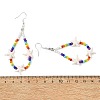 Baking Paint Glass Seed & Synthetic Turquoise Dangle Earrings for Women EJEW-JE07402-5