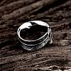 Fashionable Unisex 316L Surgical Stainless Steel Feather Cuff Rings RJEW-BB09945-11-3