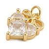 Rack Plating Brass Micro Pave Clear Cubic Zirconia Pendants KK-U030-14G-2