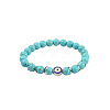 Synthetic Turquoise & Natural Tiger Eye Round Beaded Stretch Bracelets FS-WGB9D7B-02-1