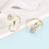 Brass Micro Pave Cubic Zirconia Cuff Rings for Women KK-T071-63G-1