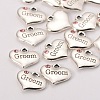Wedding Theme Antique Silver Tone Tibetan Style Alloy Heart with Groom Rhinestone Charms LS-TIBEP-N005-20B-2