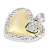 Rack Plating Heart Brass Micro Pave Clear Cubic Zirconia Pendants KK-P287-48B-GP-2