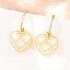 Valentine's Day Heart Brass Micro Pave Clear Cubic Zirconia Dangle Stud Earrings EJEW-Z164-04G-3
