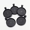 Electrophoresis Alloy Flat Round Pendant Cabochon Settings PALLOY-Q304-16-NR-1