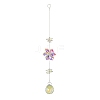 Glass Flower Hanging Suncatchers HJEW-P018-E02-3