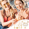 Ocean Theme Brass & 304 Stainless Steel Necklaces & Bracelets & 304 Stainless Steel Earring & Brass Cuff Rings Sets SJEW-PH00008-5