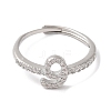 Rack Plating Brass Cubic Zirconia Arabic Letters Adjustable Rings for Women RJEW-S407-10P-05-2