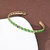 304 Stainless Steel Enamel Cuff Bangles for Women BJEW-H637-02A-G-3