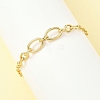 Brass Cable & Figaro Chain Bracelets for Women BJEW-JB12847-4