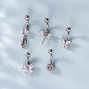 316L Surgical Stainless Steel Clear Cubic Zirconia Curved Barbell Belly Rings WG7644D-06-3