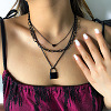 Punk Style Alloy 3 Layer Lock Pendant Necklaces for Women WG28CE4-01-2