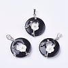 Natural Dyed & Heated Black Agate Pendants G-F546-A16-1