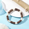 Natural Coconut & Magnesite Chip Beads Stretch Bracelets for Men Women BJEW-JB12457-02-1